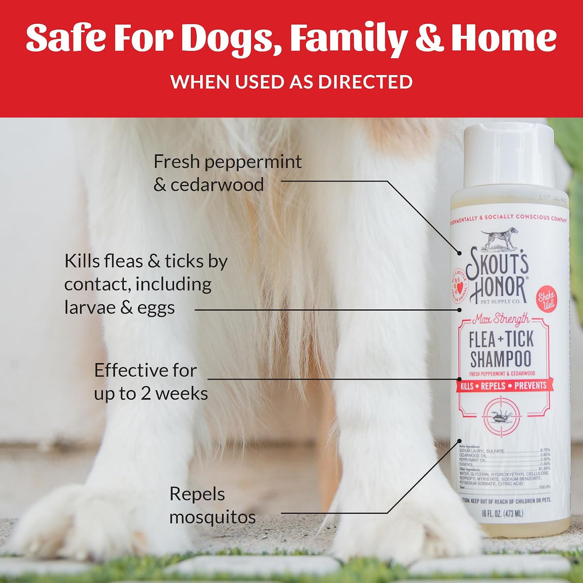 Skout's Honor plant powered max strength dog grooming wash