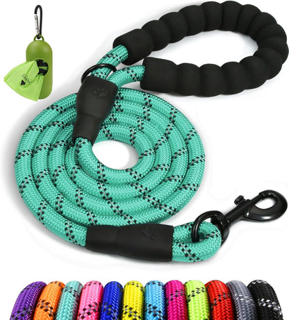 Taglory Rope Dog Leash 6 FT with Comfortable Padded Handle, Highly Reflective Threads Leash and Anti-Tangle Clip for Walking Medium Large Dogs, 1/2 inch, Black - Image 12