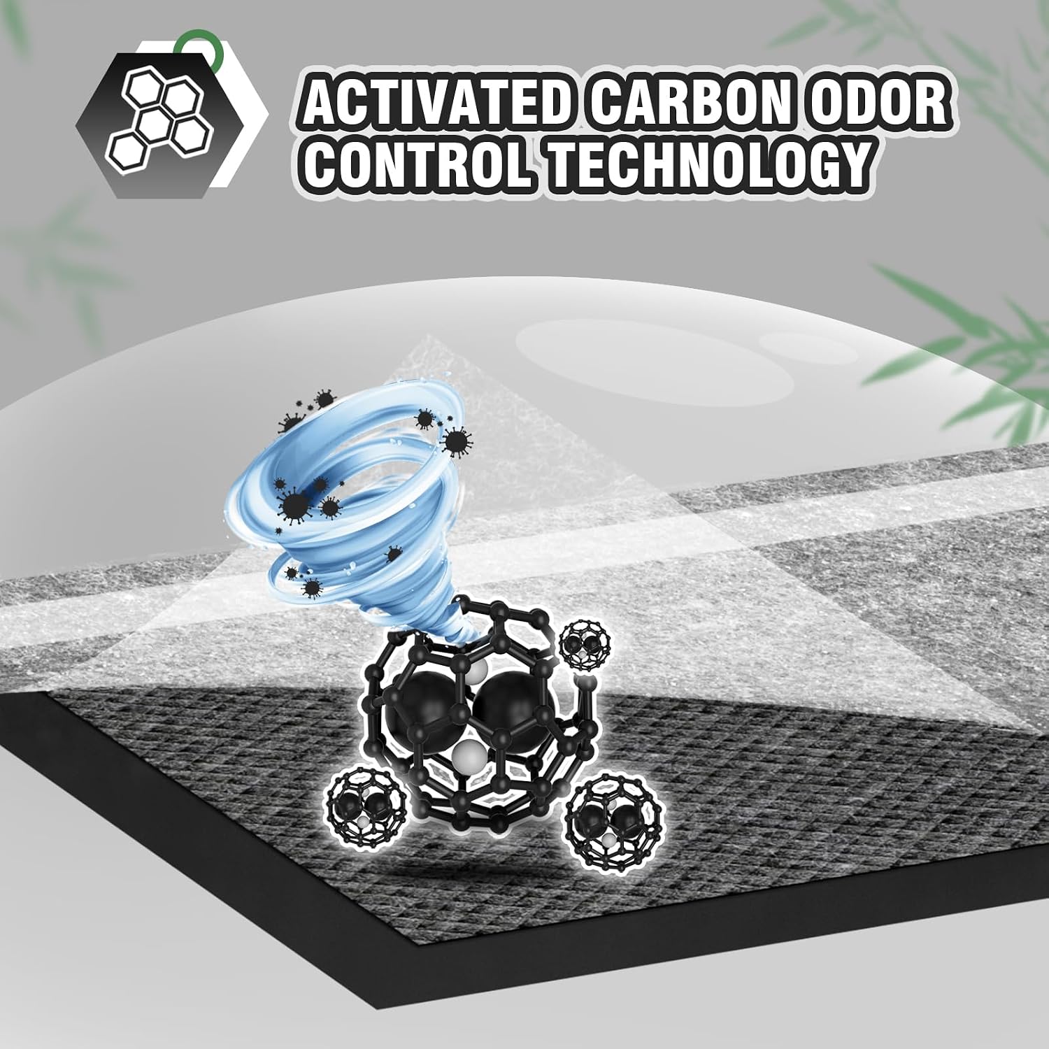 Close up view of the quilted diamond top layer of the activated charcoal pet pad