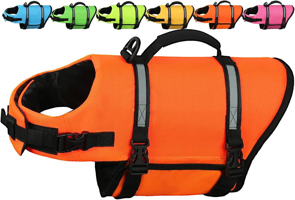 AMZNOVA Rip Stop Dog Life Jacket, Dog Life Vest for Swimming & Boating, Reflective & Buoyancy for Doggy Puppy, Lifejacket with Handle, S, Pink - Image 10