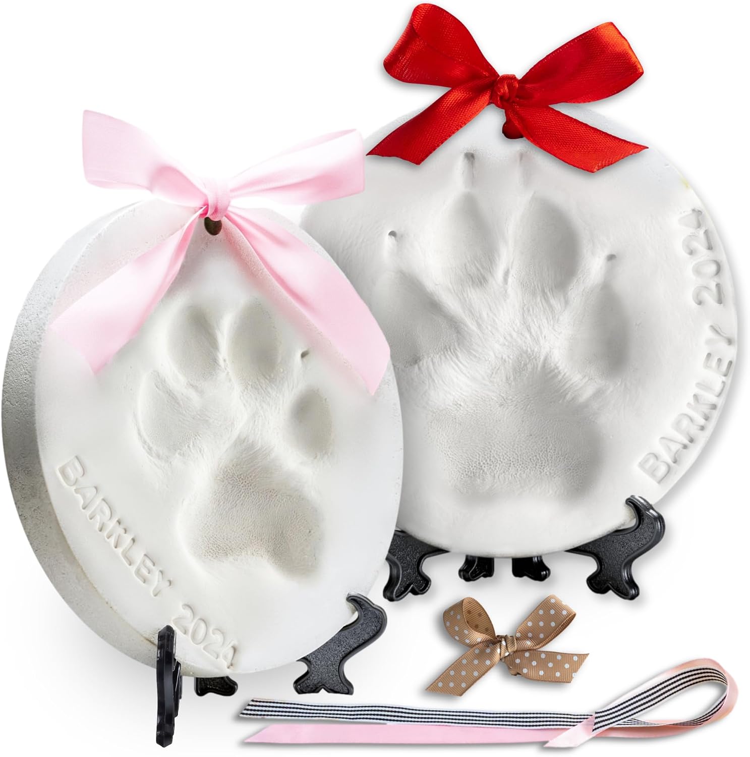 Furever Moments Pet Paw Print Impression Kit front packaging view showcasing the complete DIY dog keepsake ornament set.