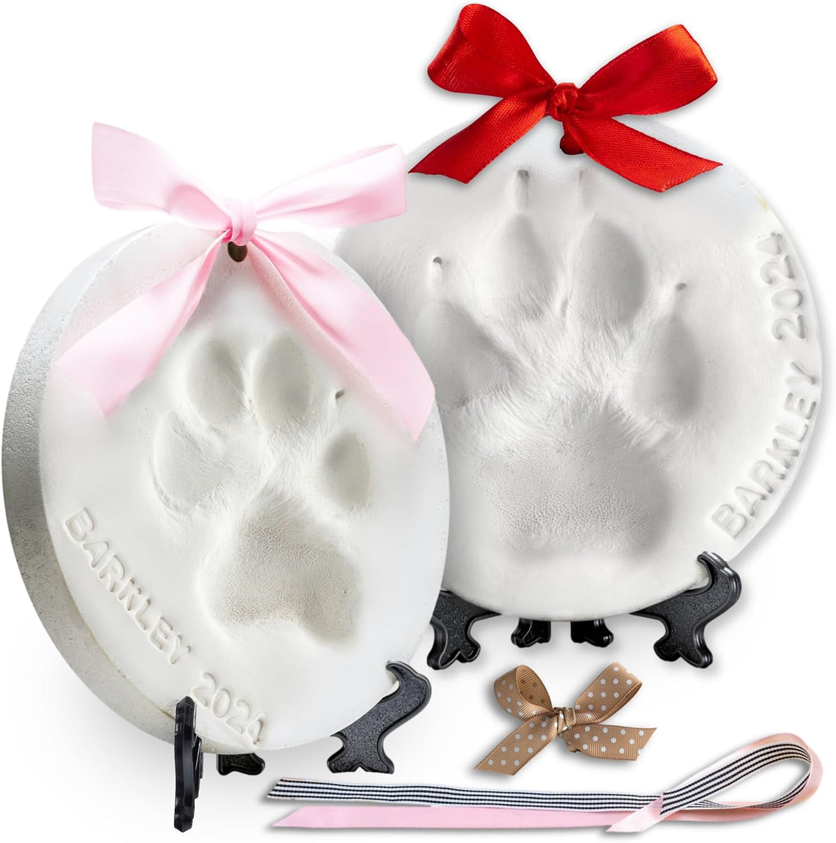 Furever Moments Pet Paw Print Impression Kit front packaging view showcasing the complete DIY dog keepsake ornament set.