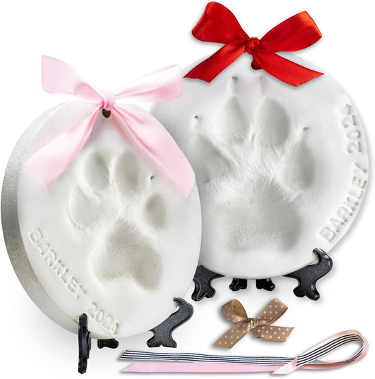 Furever Moments Pet Paw Print Impression Kit front packaging view showcasing the complete DIY dog keepsake ornament set.