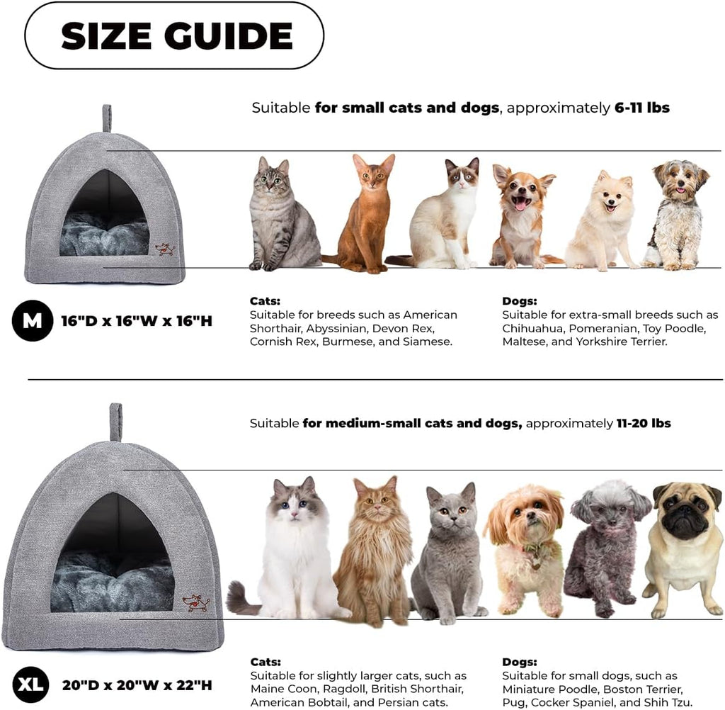 Gray cat tent house interior view showing plush lining