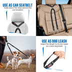 Lukovee dog seat belt reflective stitching detail