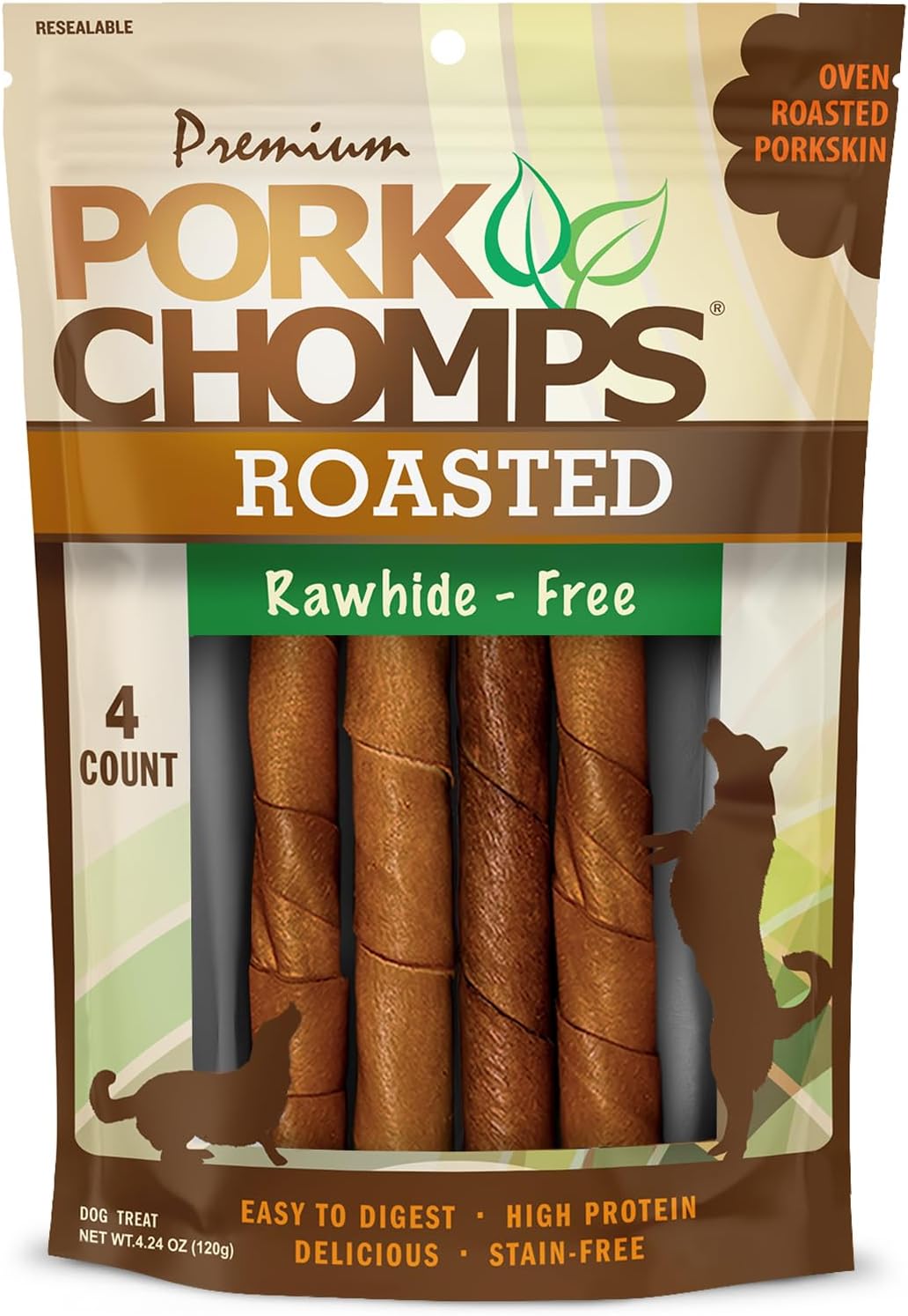 Pork Chomps Roasted Pork Skin Dog Chews, 6 Inch Twists, 15 Count - Long-Lasting Treats for Dogs - High Protein, Rawhide-Free, Low Fat, Healthy & Delicious Chews - Image 12