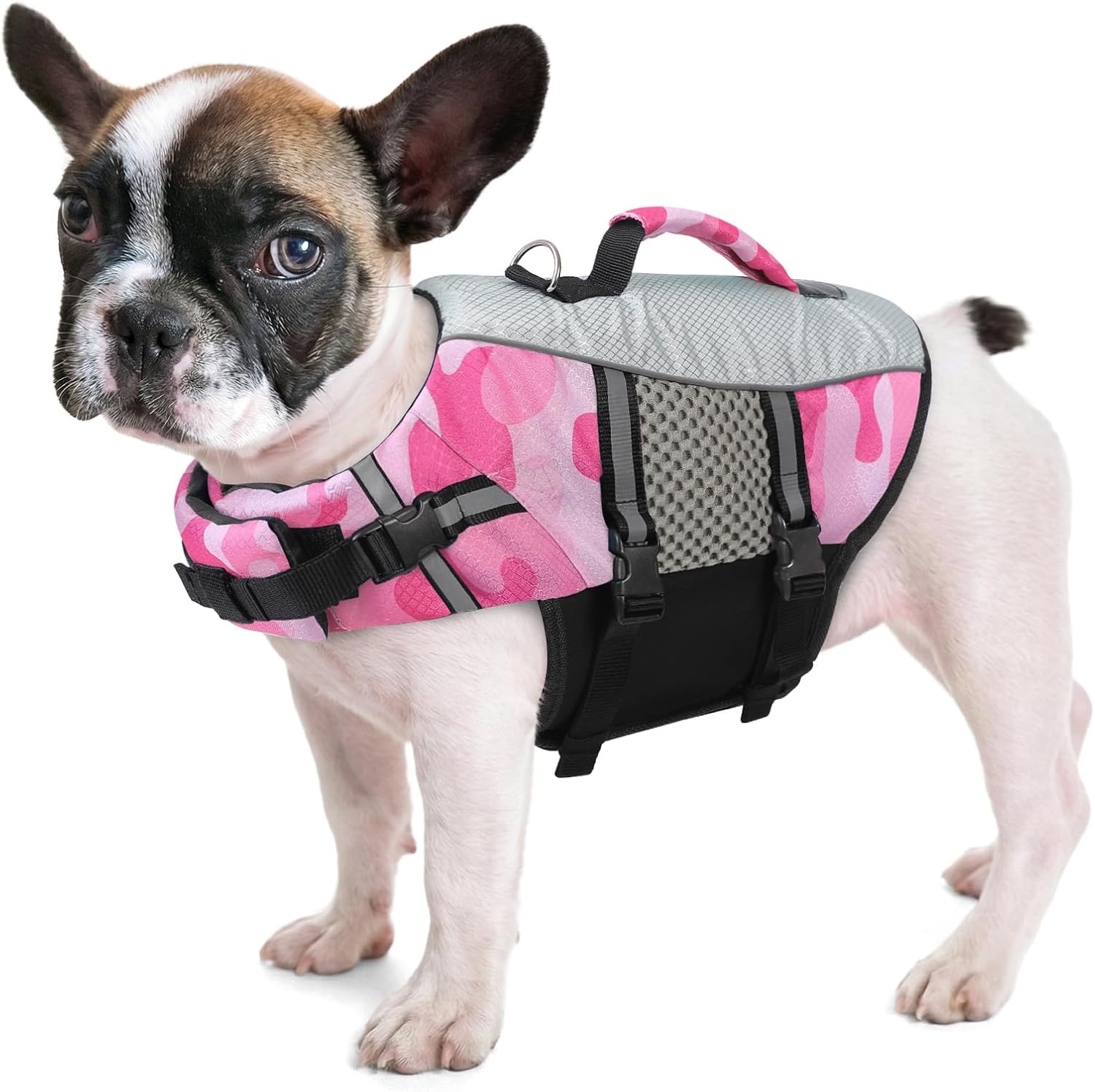 Queenmore Dog Life Jacket Swimming Vest Small Medium Dogs Neoprene Water Boating Life Preserver Lightweight Reflective Cat Puppy Kayaking Lifesaver for French Bulldog,Yorkie Terrier,Bichon(Pink,S) - Image 15