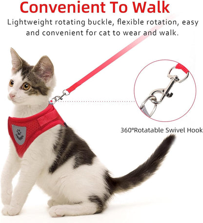 Lightweight breathable air mesh cat harness close up.