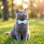 Packaging layout of the premium USA sourced plaid kitten collar with all included accessories.