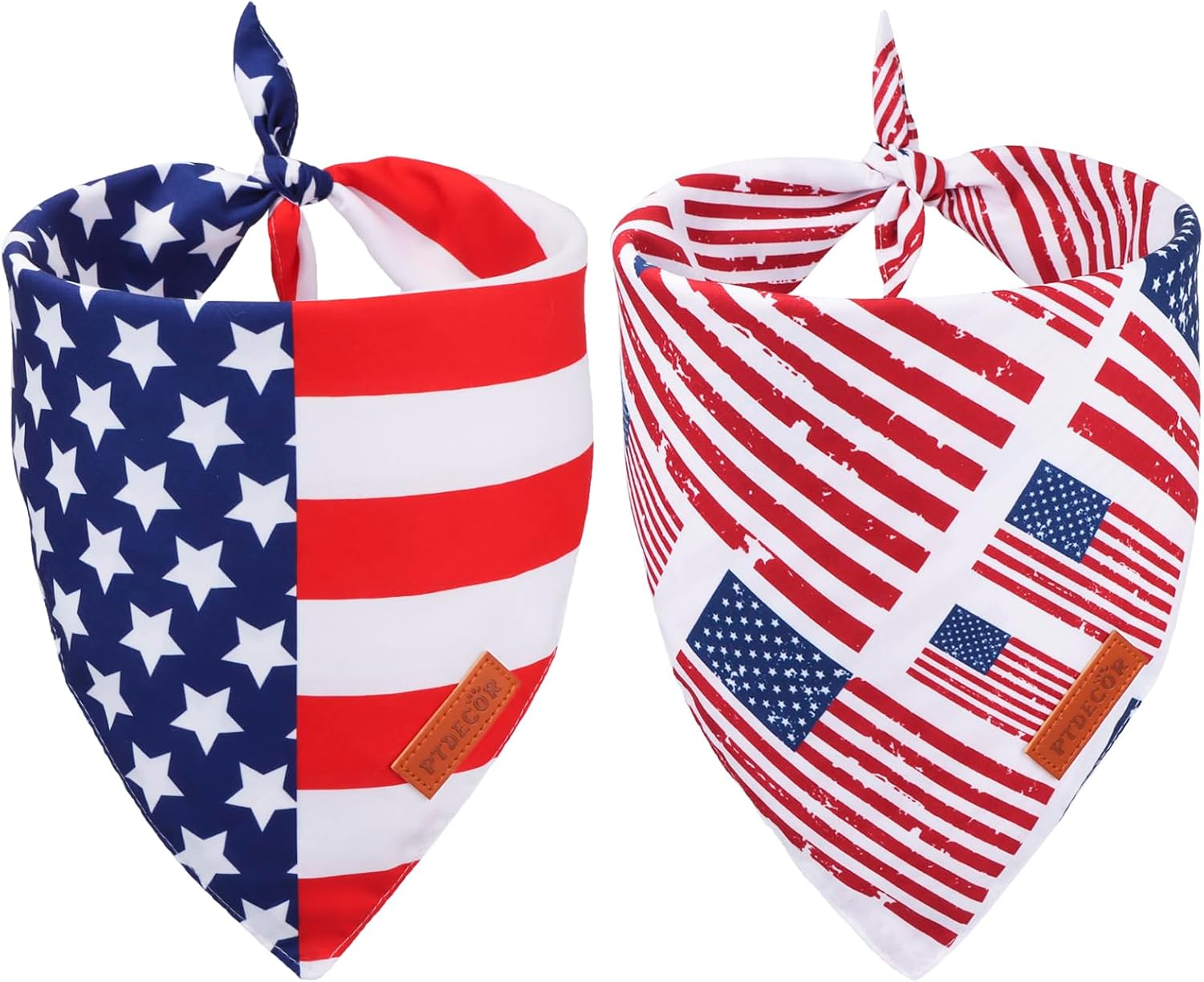 PTDECOR American Flag Dog Bandana front view on a golden retriever
