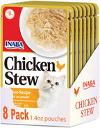 INABA Chicken Stew for Cats, Side Dish/Topper with Vitamin E, 1.4 Ounce Pouch, 8 Pouches Total, Chicken with Cheese Recipe - Image 9