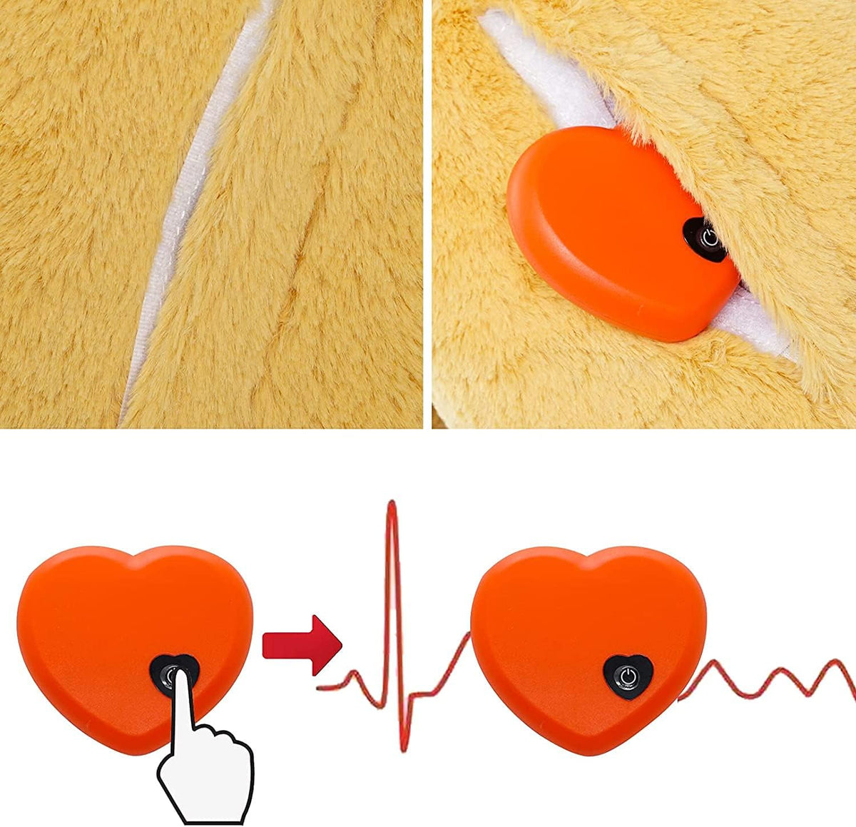 Detachable heartbeat simulator device for pet toy