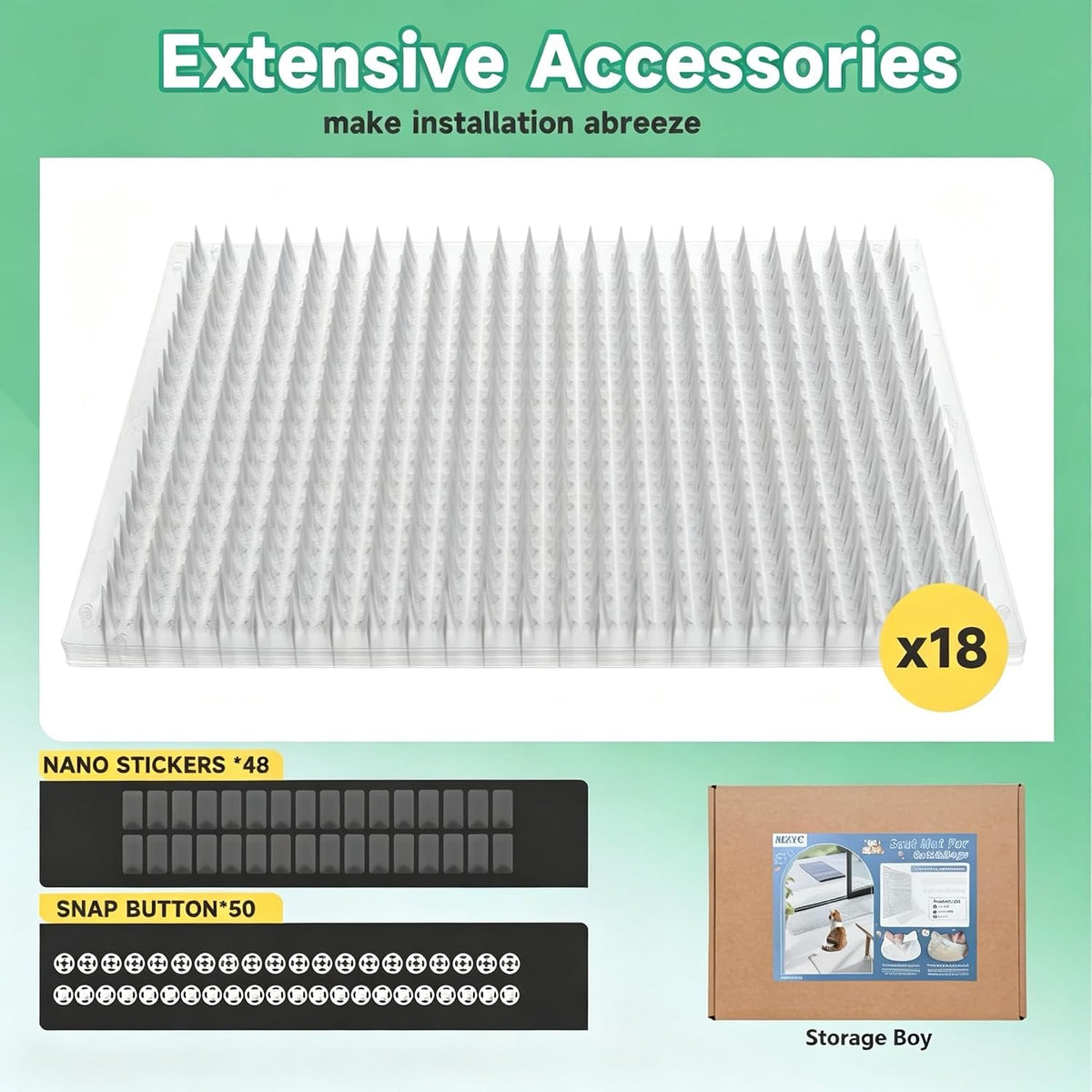 Close up of MZYC cat repellent mat plastic spikes