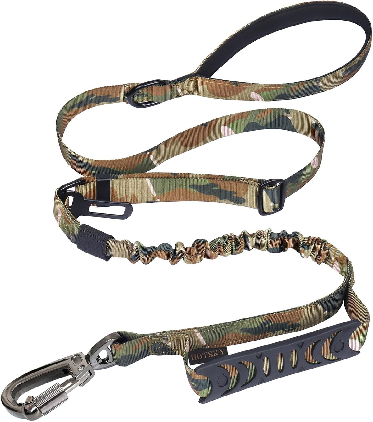 Hotsky Tactical Dog Leash Heavy Duty for Medium Large Dogs that Pull,4-6Ft Strong Bungee Shock Absorbing No Pull Dog Leash with Padded Double Handle and Car Seatbelt,Purple Camo - Image 12