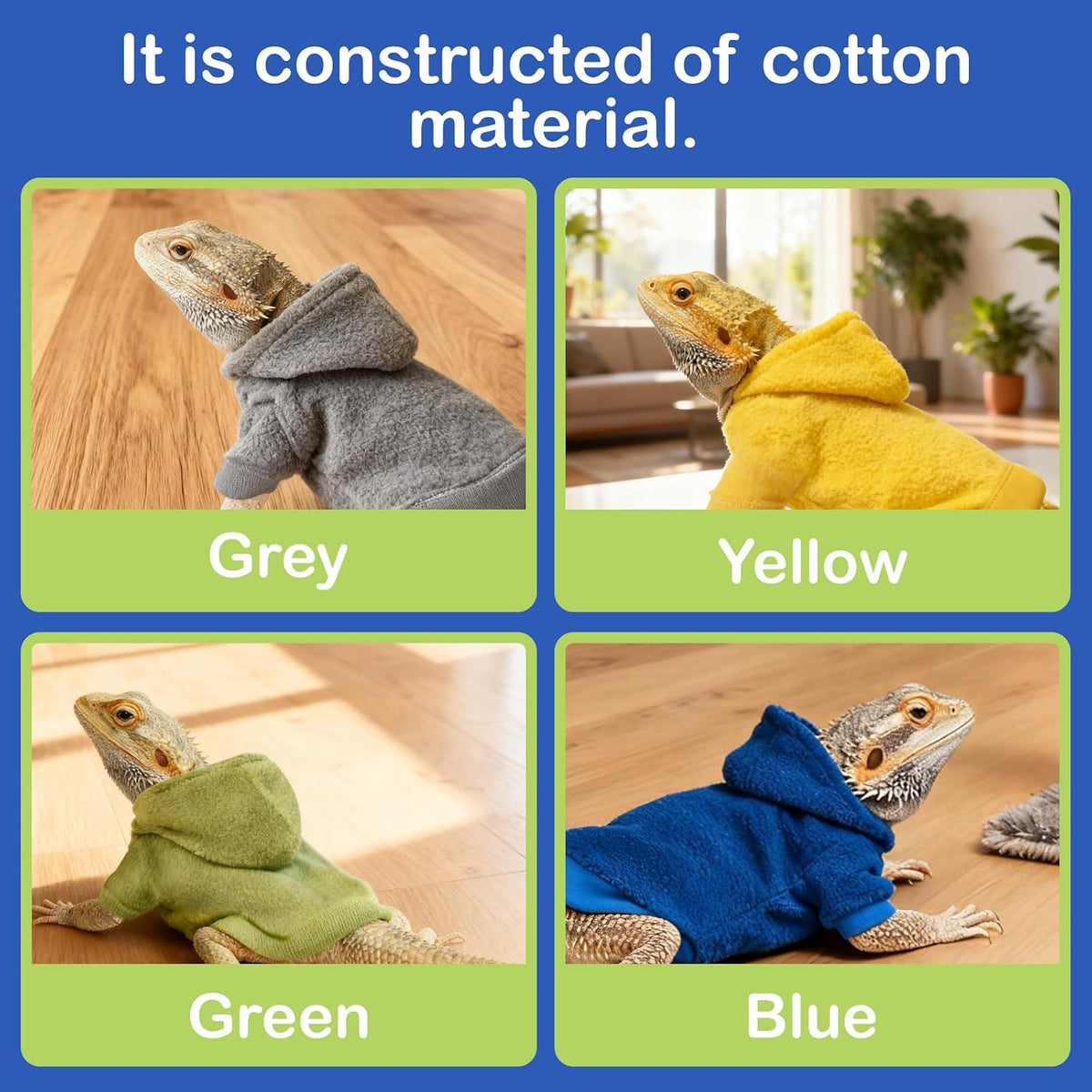 Washable cotton hoodie apparel for exotic small pets