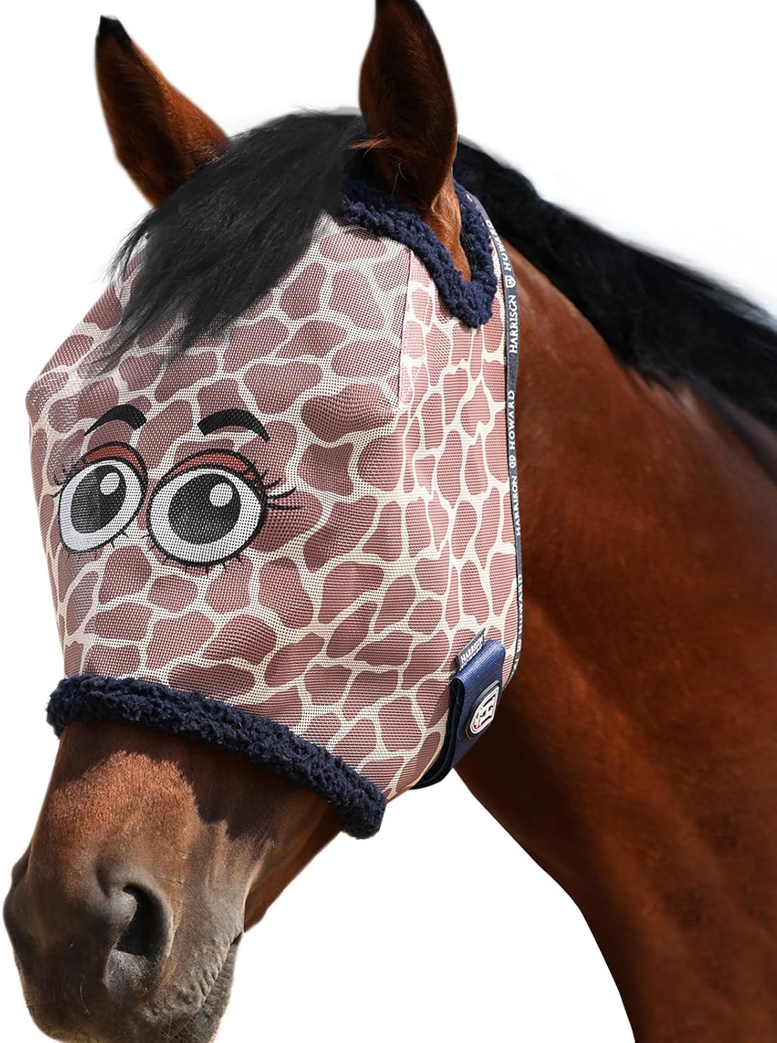 Harrison Howard All Round Mesh Horse Fly Mask Giraffe print front view