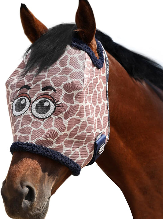Harrison Howard All Round Mesh Horse Fly Mask Giraffe print front view