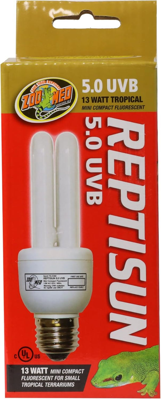 Zoo Med ReptiSun 5.0 Mini Compact Fluorescent Lamp 13 Watts front view packaging
