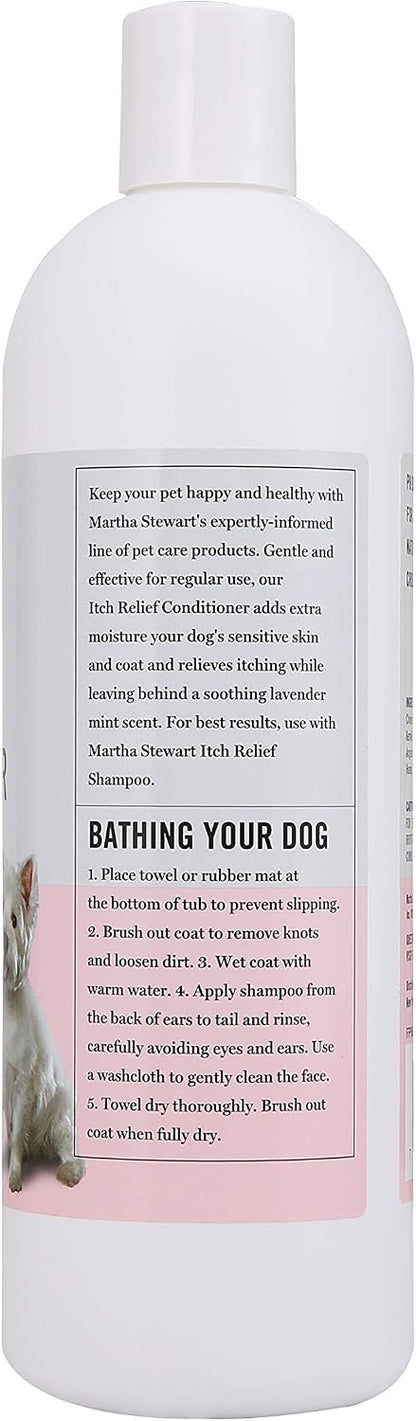 Martha Stewart pet conditioner for dry itchy dog skin back label instructions