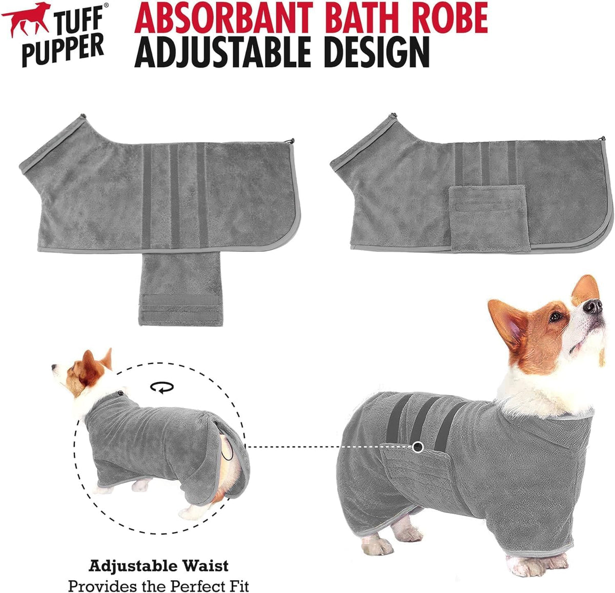 Authentic Tuff Pupper 800 GSM microfiber pet dressing gown lifestyle
