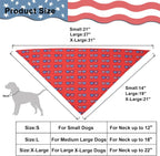Large dog model wearing red blue and white flag bandana