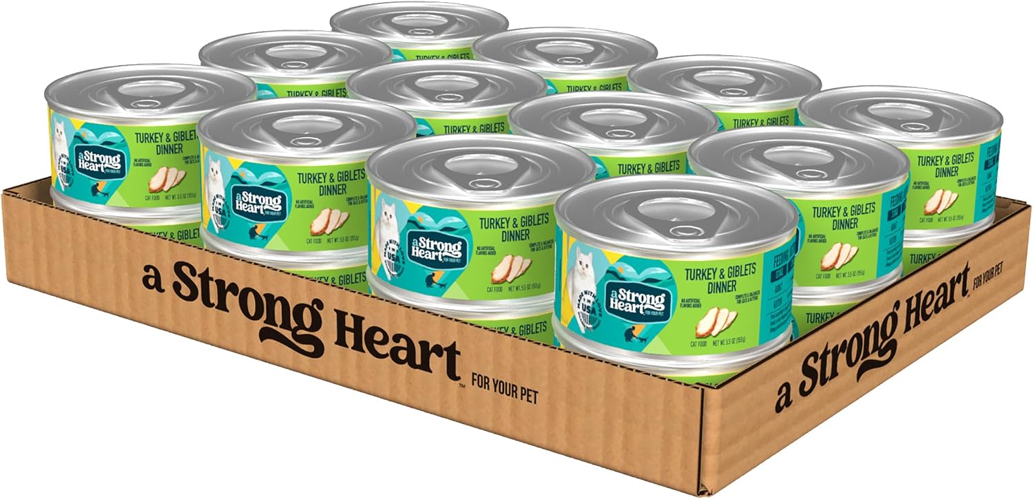 A Strong Heart Canned Wet Cat Food, Dinner Variety Pack - 5.5 oz Cans (Pack of 32), Made in The USA with Real Chicken, Turkey & Salmon - Image 12
