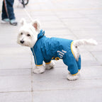 Mabawa puppy raincoat back view displaying the hidden traction mouth design