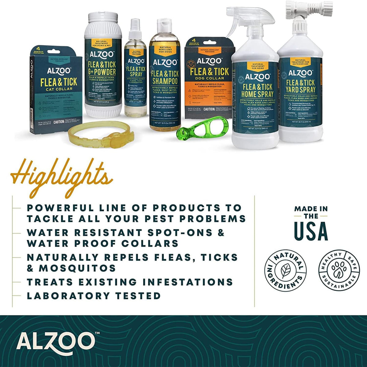 Side view of ALZOO water resistant flea squeeze on for cats three pack supply