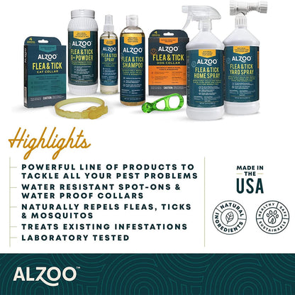Side view of ALZOO water resistant flea squeeze on for cats three pack supply