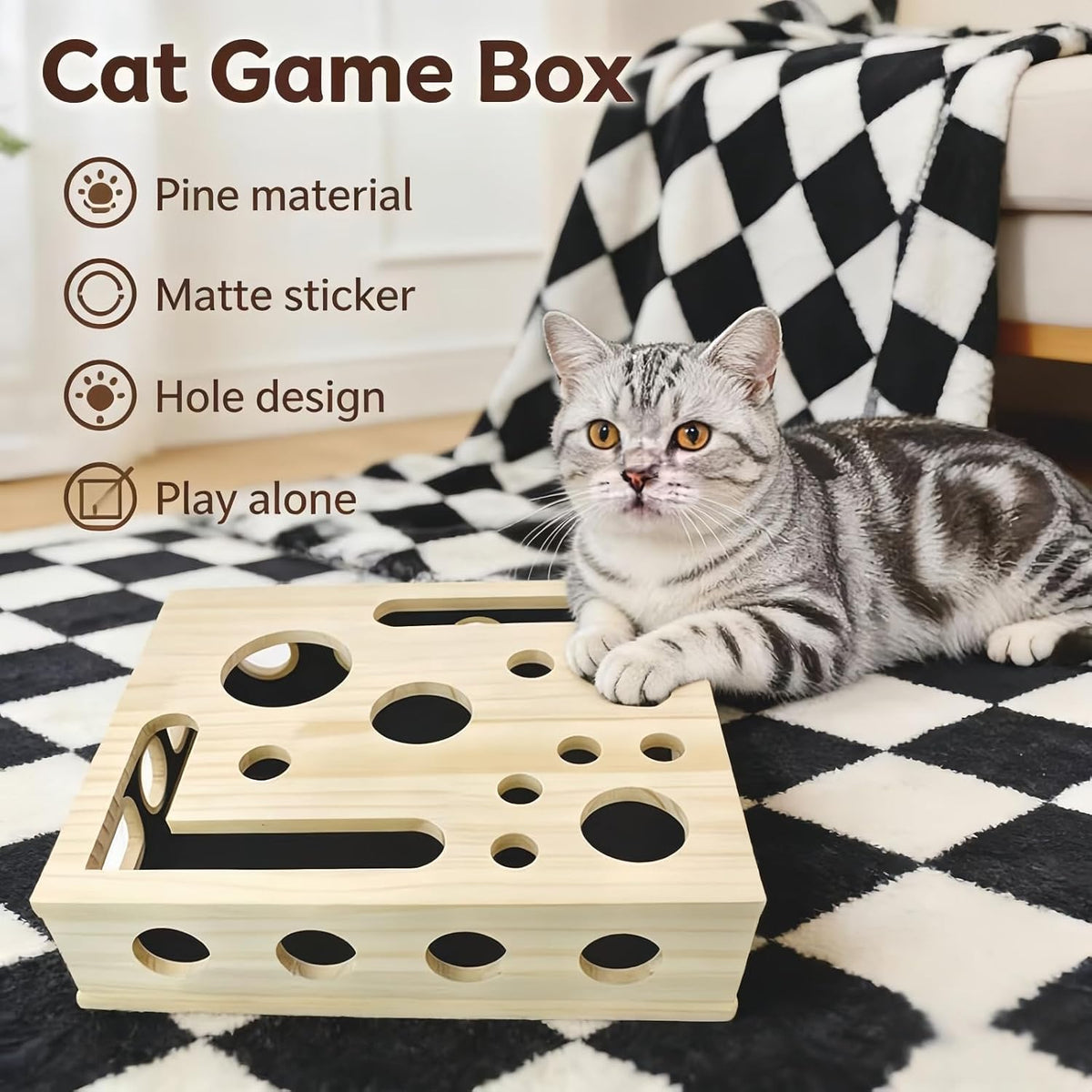 Durable wooden cat nail trimmer box showing secure slot and lock mounting system.
