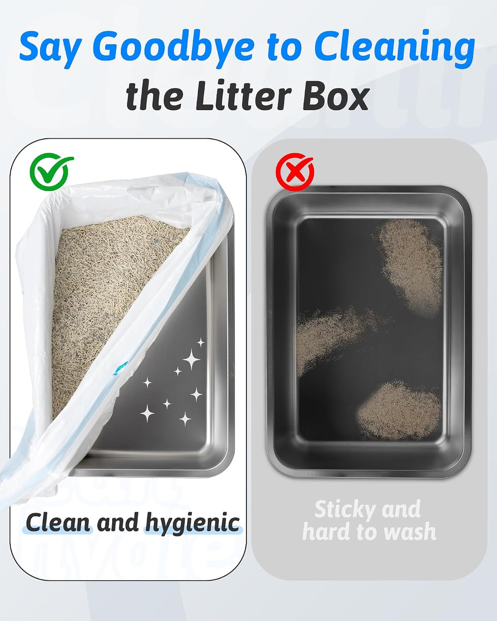 Extra thick two mils cat litter waste bag being lifted by drawstring