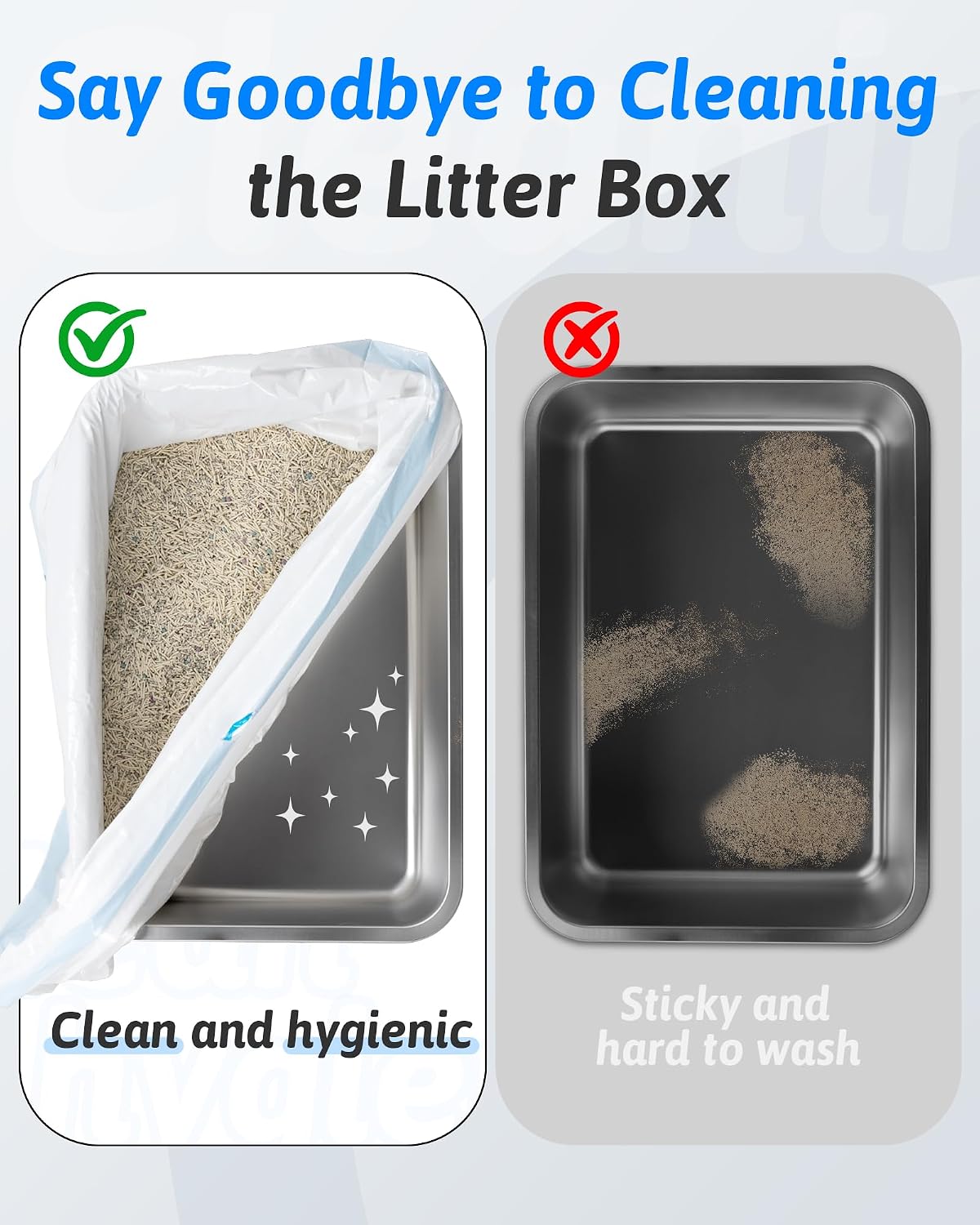 Extra thick two mils cat litter waste bag being lifted by drawstring