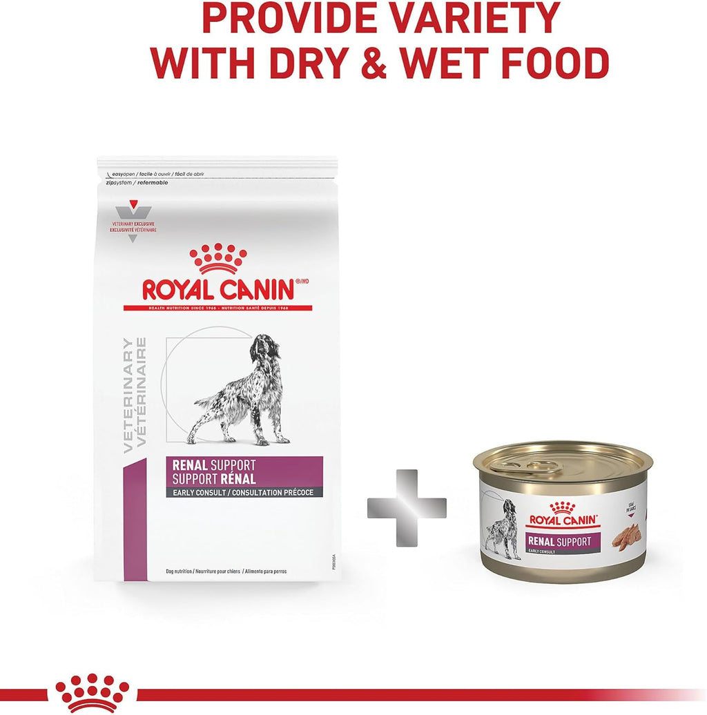 Royal Canin veterinary exclusive canine renal support bag with feeding guide