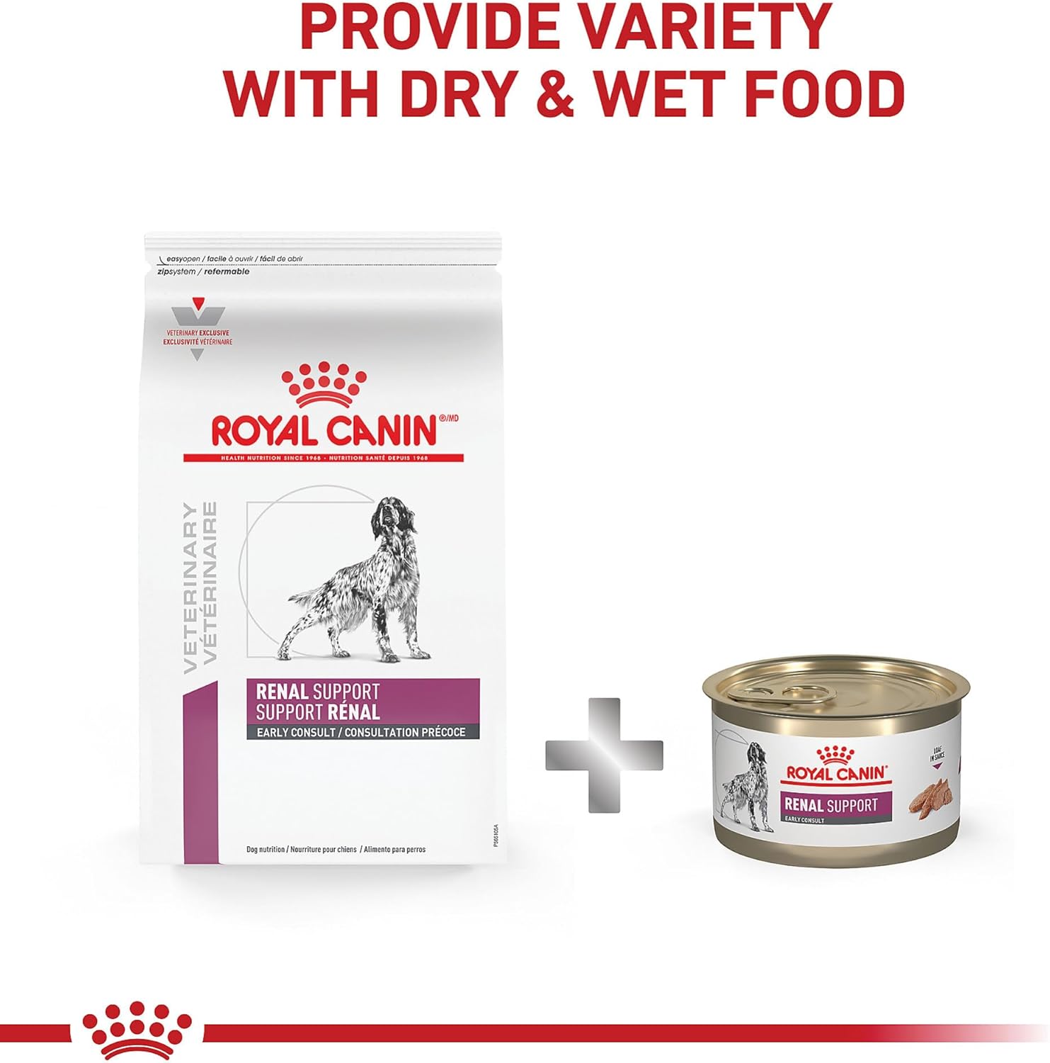 Royal Canin veterinary exclusive canine renal support bag with feeding guide