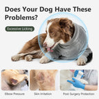 Side profile of dog in Pawfun recovery suit with padded elbows