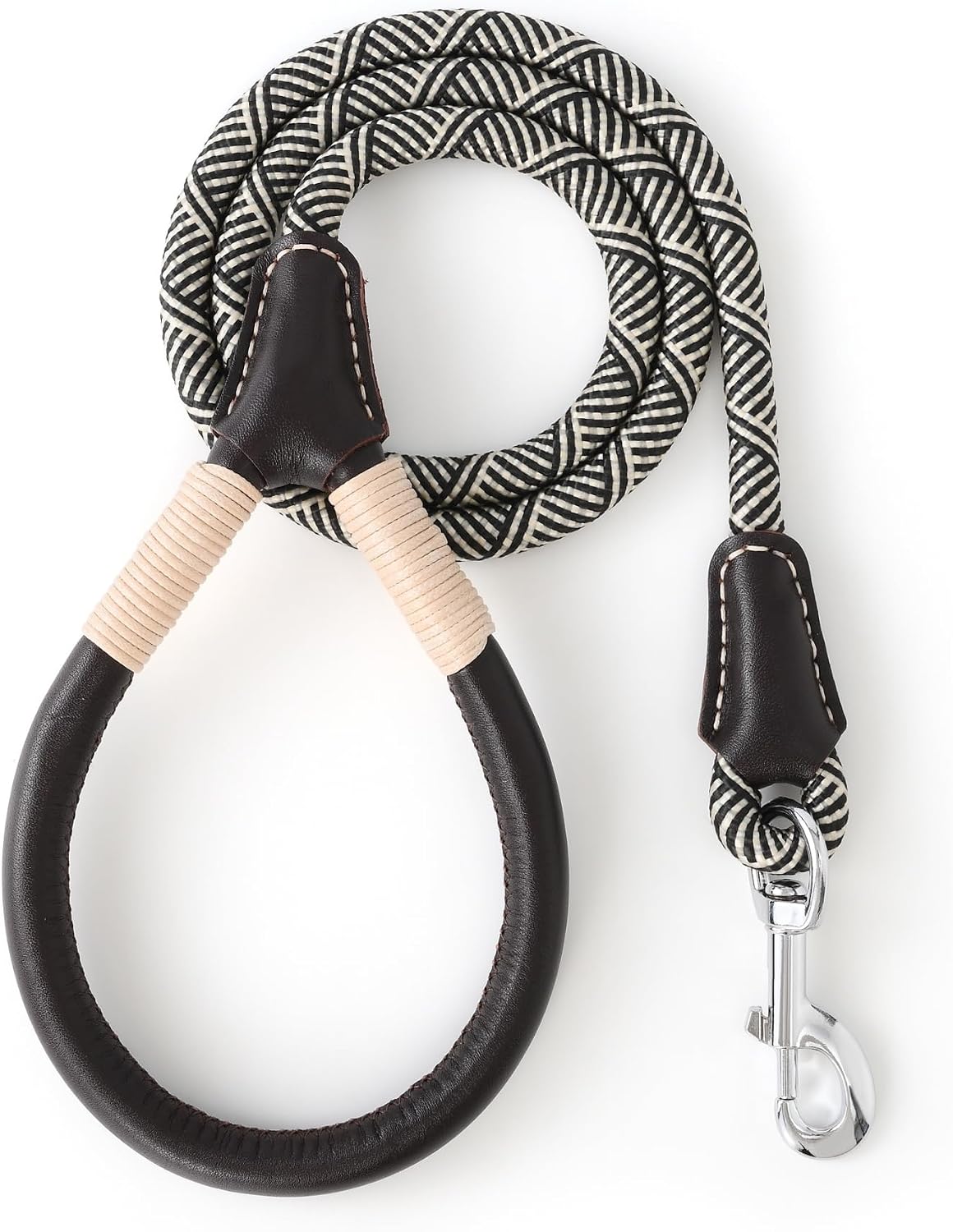 Mile High Life Dog Leash, Rope Leash with Genuine Leather Connection and Heavy Duty Metal Clasp, Great for Small Medium Large Dogs(Pink,48 Inch) - Image 13