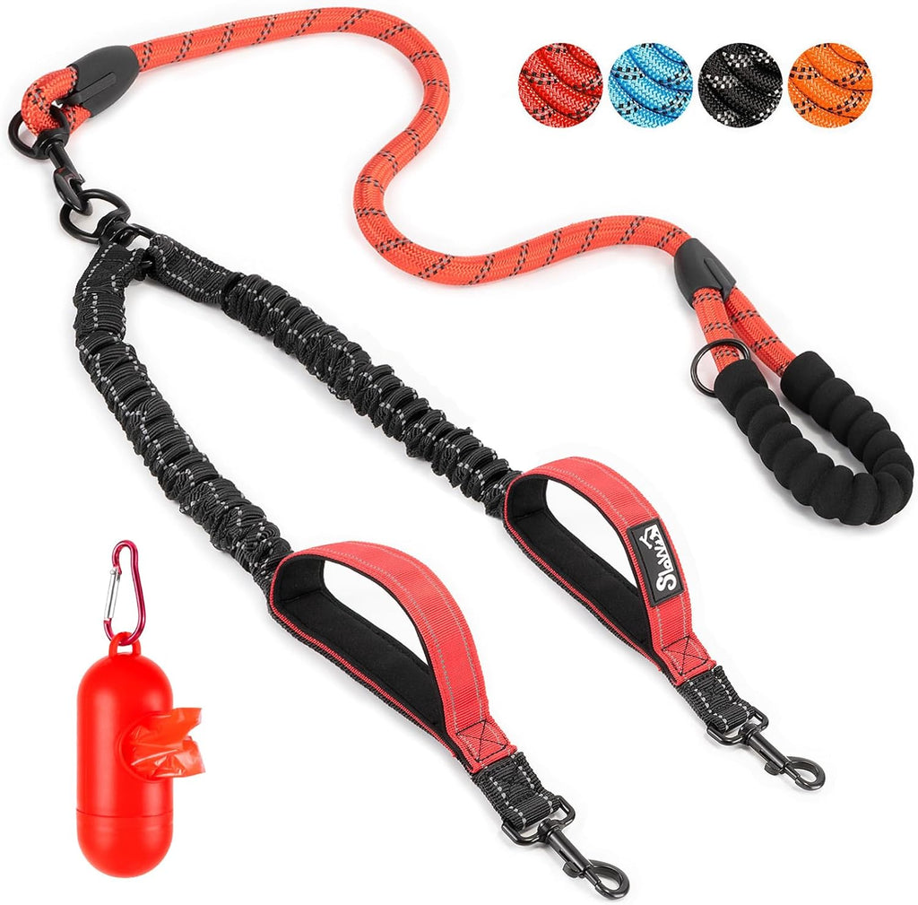 SlowTon Double Leash for Two Dogs - No Tangle Dog Leash 360 degrees Swivel Reflective Double Dog Leashes with Two Padded Handles, Shock Absorbing Walking Training for Small Medium Dogs (Black, 25-150 lbs) - Image 13