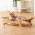 FurrCrest XL sisal cat scratcher bed front view featuring the natural grey hammock texture and sturdy bamboo frame.