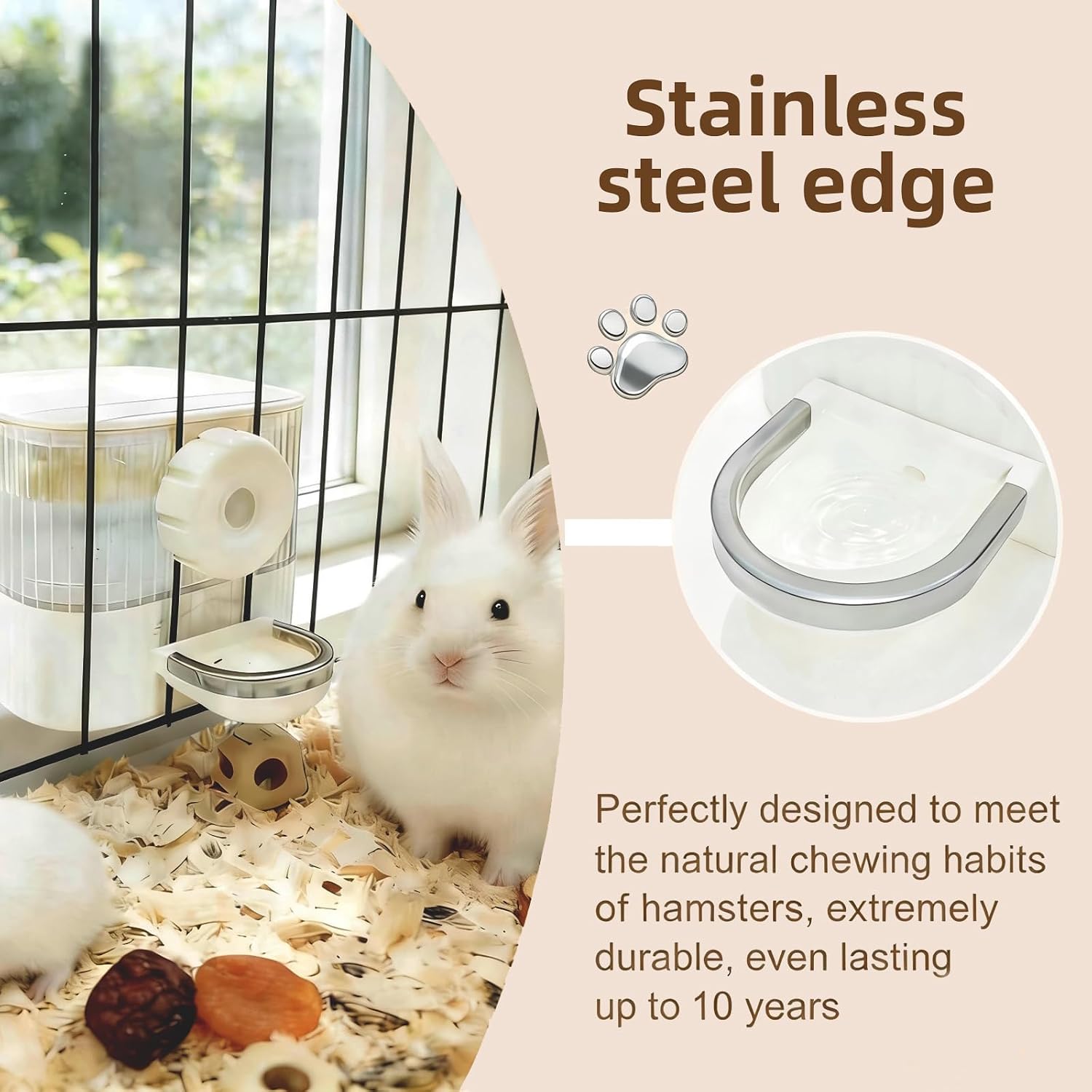 No Drip Hanging Automatic Rabbit Water Dispenser 650ml, Top Refill Pet Water Bowl Bottle BPA Free for Bunny, Guinea Pig, Ferret, Chinchilla,Squirrel,Hamster,Puppy Kitten, Other Small Animals - Image 4