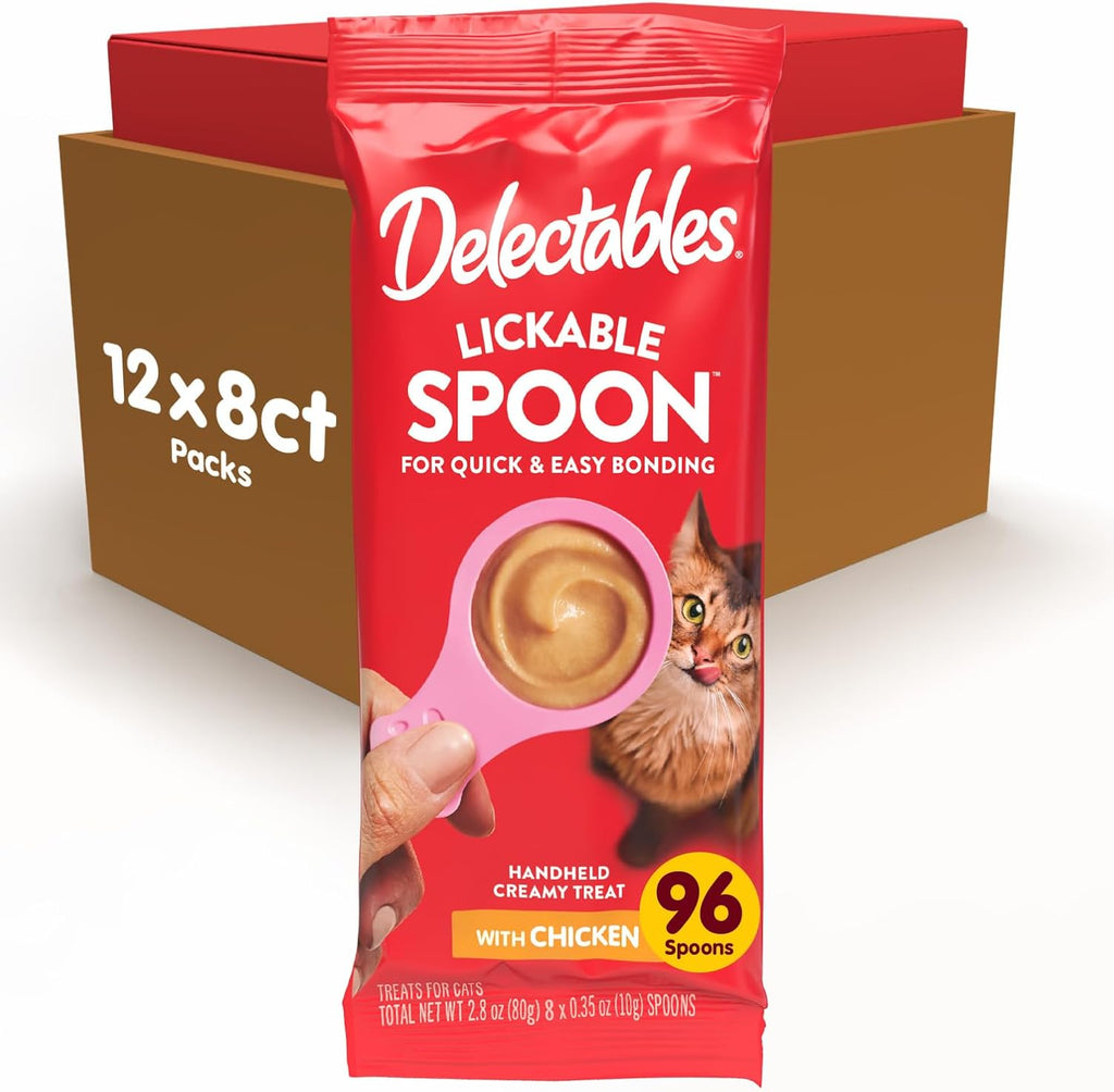 Delectables Lickable Spoon Handheld Wet Cat Treats Made with Real Chicken & Salmon, Quick & Easy Creamy Puree, Mess Free, Grain-Free, No Added Fillers, No by-Products, Variety Pack, 32ct - Image 12
