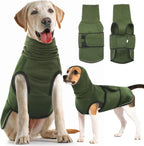 Idomik Dog Anxiety Vest with Hoodie Green Small front view