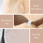 Detailed view of cat bed button attachment