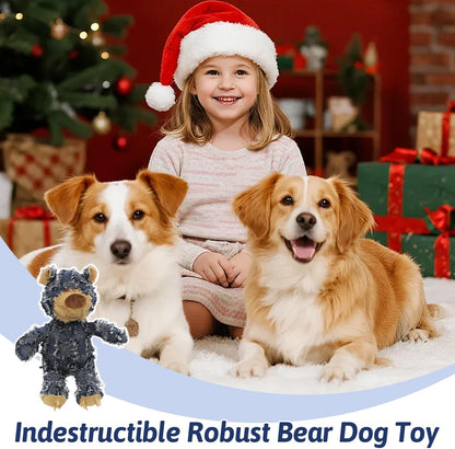 MAXBECK unbreakable dog toy robust bear design detail showing frayed texture finish