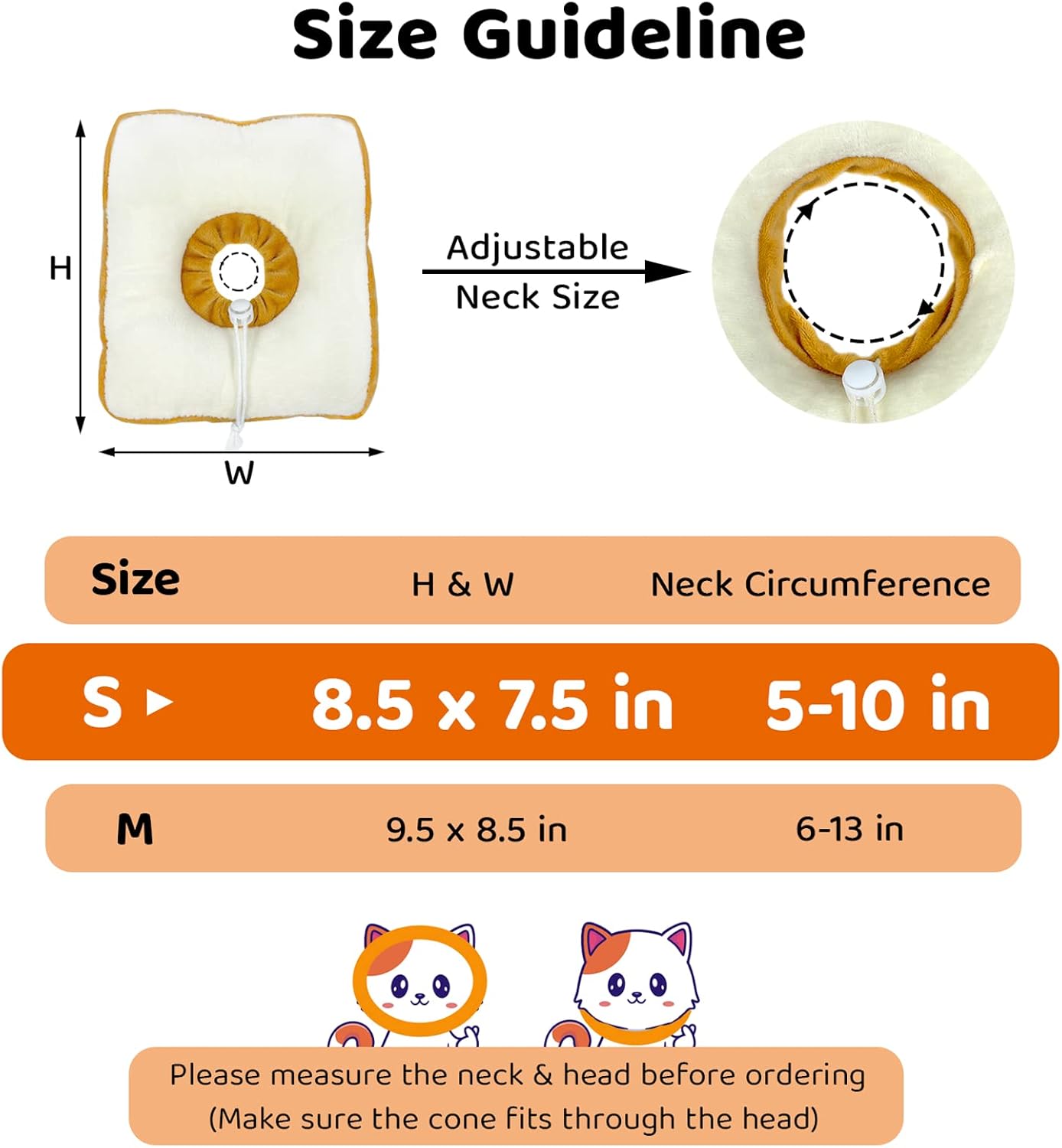 Amakunft cat recovery collar adjustable spring button lock close up view