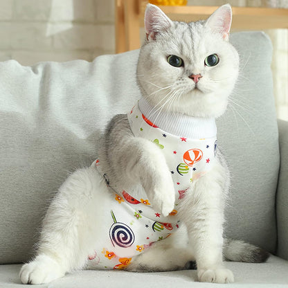 Flexible abdominal wound protective clothing for kittens