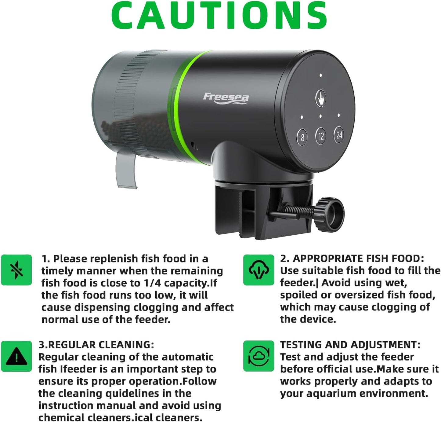 Freesea Automatic Fish Feeder for Aquarium: 3 Timers & One-Touch Easy Setup - 7-14 Day Supply with 200ML Food Dispenser - Worry-Free Vacation Feeding for Betta Turtle Tank - Image 9