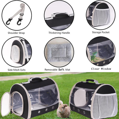 Bearded Dragon Travel Carrier Backpack,Lizard Backpack Carrier,Space Capsule Clear Bubble Window Astronaut Reptile Carrier Backpack for Guinea Pig,Sugar Glider,Bunny (Black, TPU Carrier+MAT) - Image 4