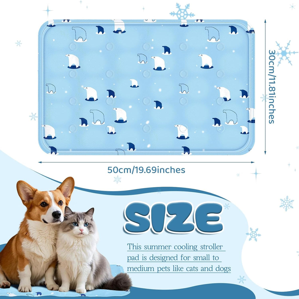 Nuanchu portable ice gel travel mat used inside a pet stroller.