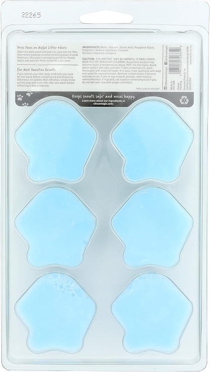 Citrus Magic Fresh Linen litter paws pack showing six count long lasting air fresheners