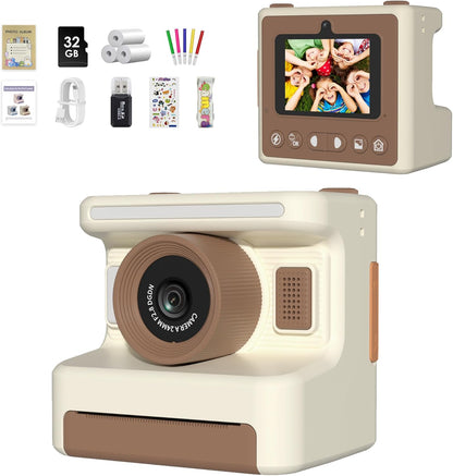 Mummed kids instant print camera front view displaying pink digital lens and screen